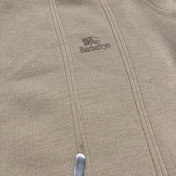 Vintage Burberrys 100% Pure New Wool Sweater Men's Small Cream Elbow Patches - Picture 9 of 16
